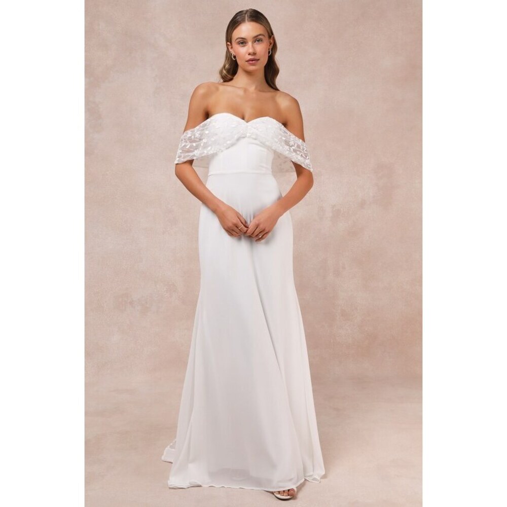 Lulus Beloved Beginning White Embroidered Off-the-shoulder Maxi Dress - Size S